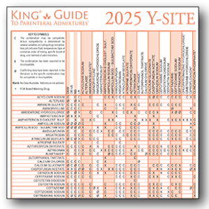 Picture of the King Guide Y-Site Compatibility of Critical Care Admixtures wall chart